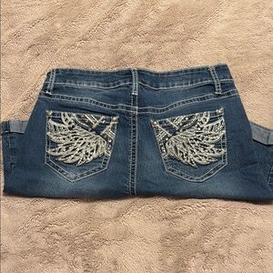 Women's Blue Jeans with Embellished Pockets